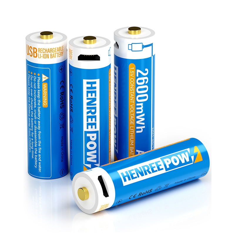 Henreepow 2600mWh 1.5V Type C AA แบตเตอรี่แบบชาร์จไฟได้