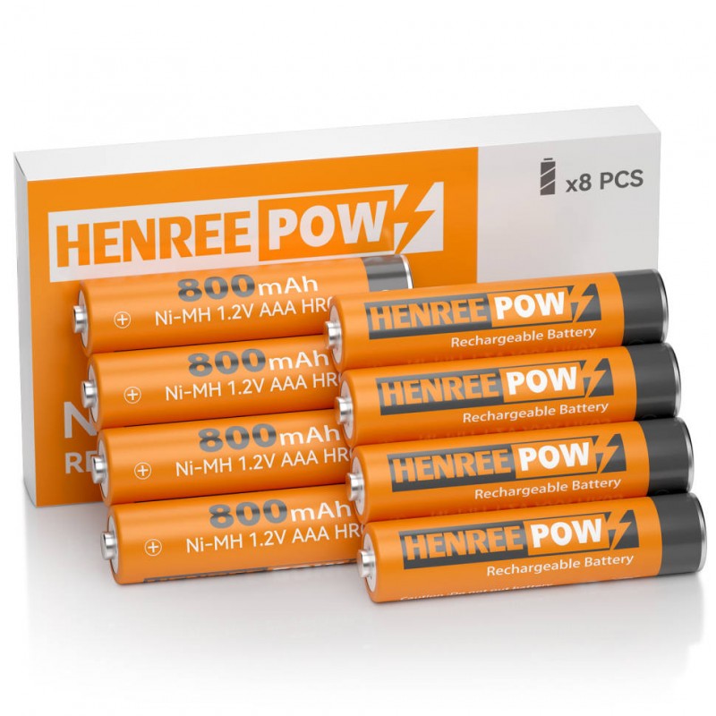 Henreepow Ni-MH AAA 800 แบตเตอรี่แบบชาร์จไฟได้สำหรับไฟพลังงานแสงอาทิตย์